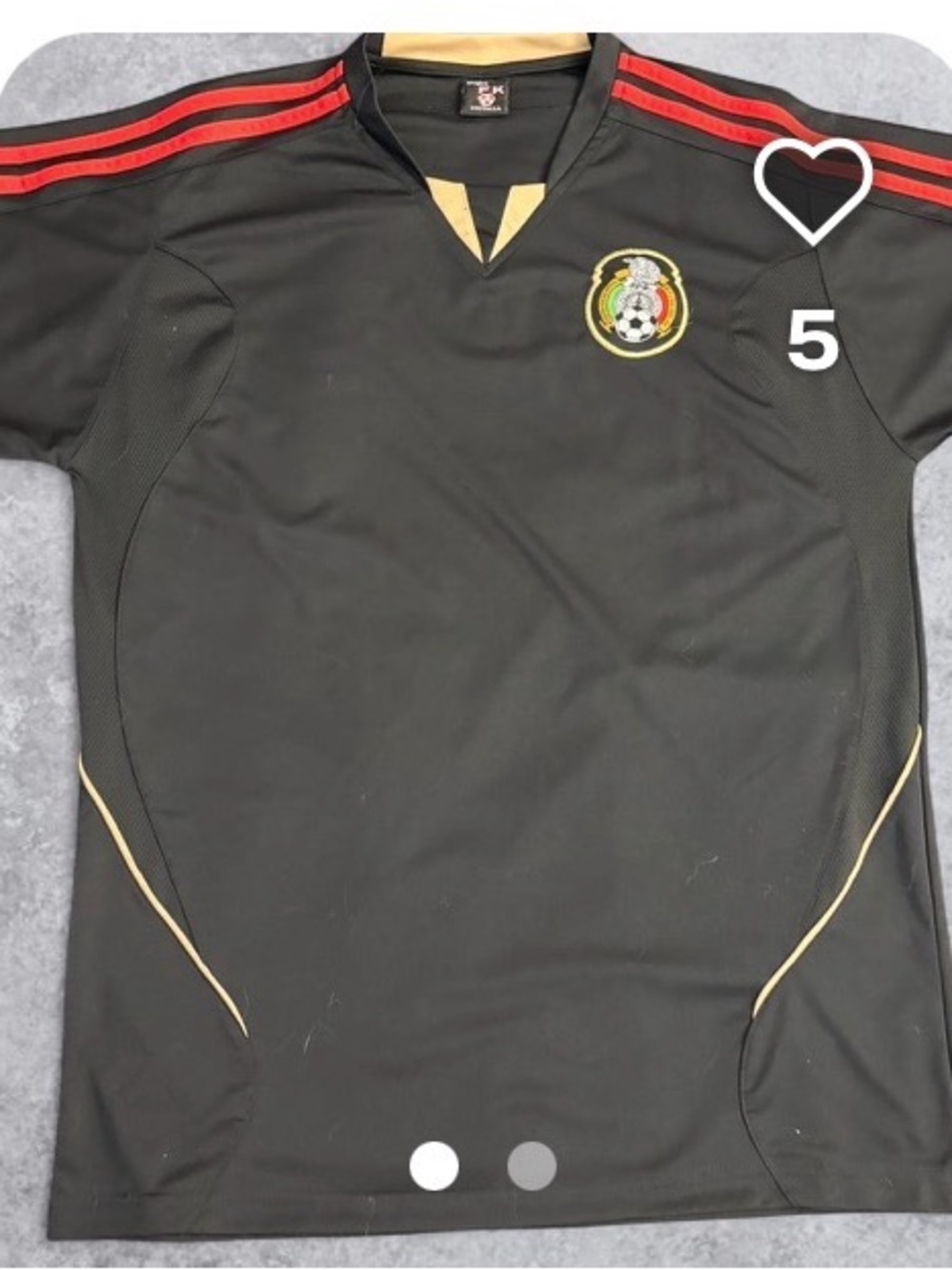 Black mexico national Soccer Jersey with Red Stripes and Gold Trim